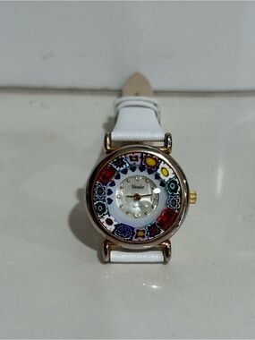 Rare Venice Murano Millefiori Watch - Floating Hearts Move - New Battery & Band